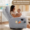 thumbnail image 4 of Rocker Recliner with Massage and Heat, Legahome Velvet 360°Swivel Rocking Recliner, Small Rocker Recliner with Side Pockets for Small Space, Rocking Chair for Nursery Home Theater, Gray, 4 of 10