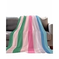 thumbnail image 2 of Flannel Fleece Throw Blanket Abstract Watercolor Vertical Lines Lightweight Soft Plush Blankets,Pink Green Blue Stripes Cozy Warm Throw Blanket for Couch Sofa Bed Car Office 40x50in, 2 of 9