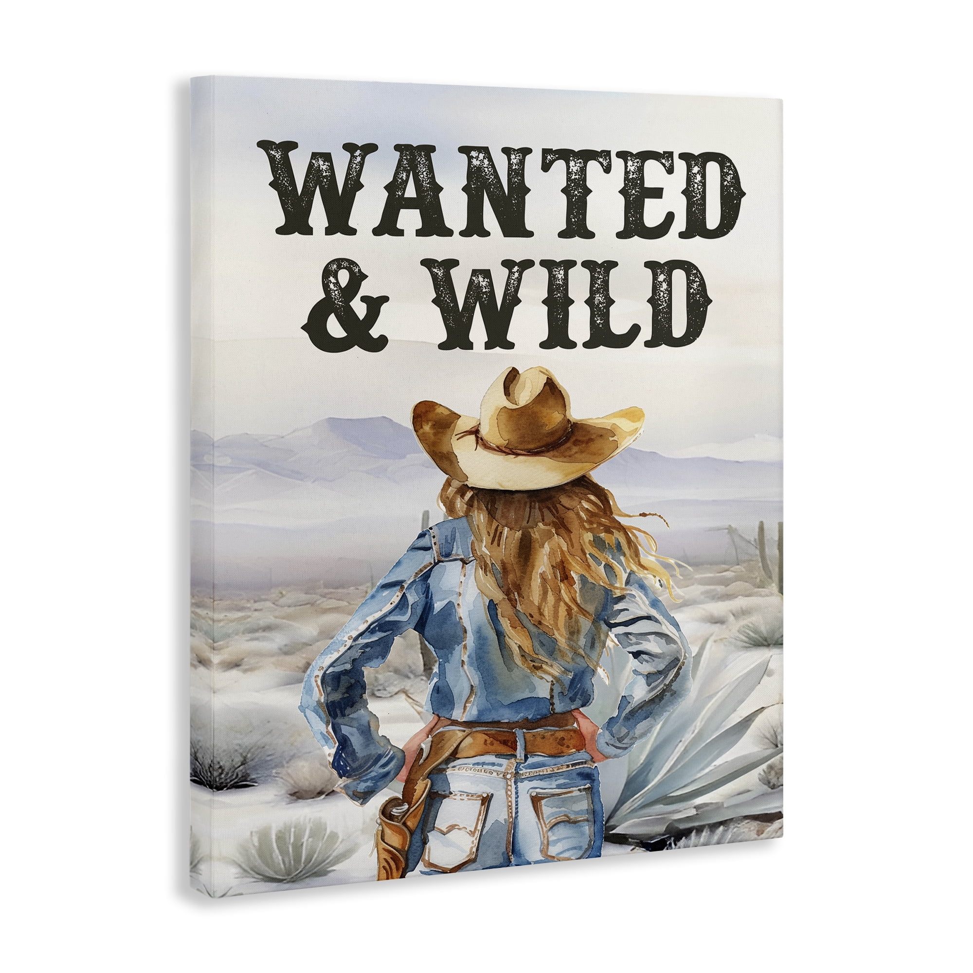 Stupell Industries Wanted & Wild Cowgirl People Painting Wrapped Canvas Art Print Wall Art, 36 x 48