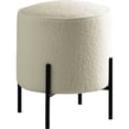 thumbnail image 2 of Round Ottoman Wrapped in Beige Faux Sheepskin / Provide a Soft and Inviting Surface, 2 of 2