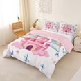 thumbnail image 3 of Metsweet Dreamy Rainbow Unicorn Duvet Cover Queen, Princess Castle Butterflies Queen Bedding,Pink Reversible,3-Piece,1 Duvet Cover and 2 Pillowcases, 3 of 6