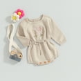 thumbnail image 4 of Douhoow Baby Girl Knitted Romper Sweater Long Sleeve Knit Floral Bodysuits Warm Winter Jumpsuits, 4 of 8