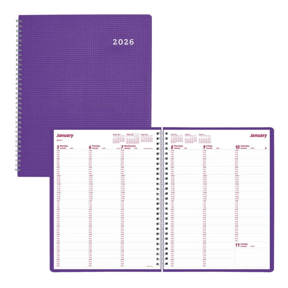 2026 Brownline DuraFlex Weekly Appointment Planner, 11" x 8-1/2", 50% Recycled, Purple, January To December, CB950V.PUR