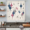 thumbnail image 4 of Red Blue Diamond Semi Sheer Curtains Drapes for Living Room,Bedroom,French Doors Window 108 Inches Long,Modern Geometric Middle Century Beige Rod Pocket Chiffon Curtain Drapery Voile Draperies Panel, 4 of 8