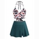 thumbnail image 4 of Trajes de baño tankini para mujer Trajes de baño de dos piezas a rayas para mujer Trajes de baño de vendaje Cuello redondo Traje de baño sin espalda Traje de baño de dos piezas para mujer, 4 of 8