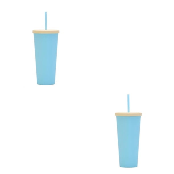 Bewildely Vaso de paja de plástico, botella de agua de té y café de estilo Simple, vaso de verano de oficina de gran capacidad esmerilado Type5 NO5