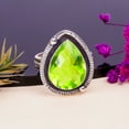 thumbnail image 2 of Peridot Gemstone 925 Sterling Silver Ring V11787, Statement Ring, Green Ring, Pear Ring, Gift For Her, Peridot Ring, 2 of 4