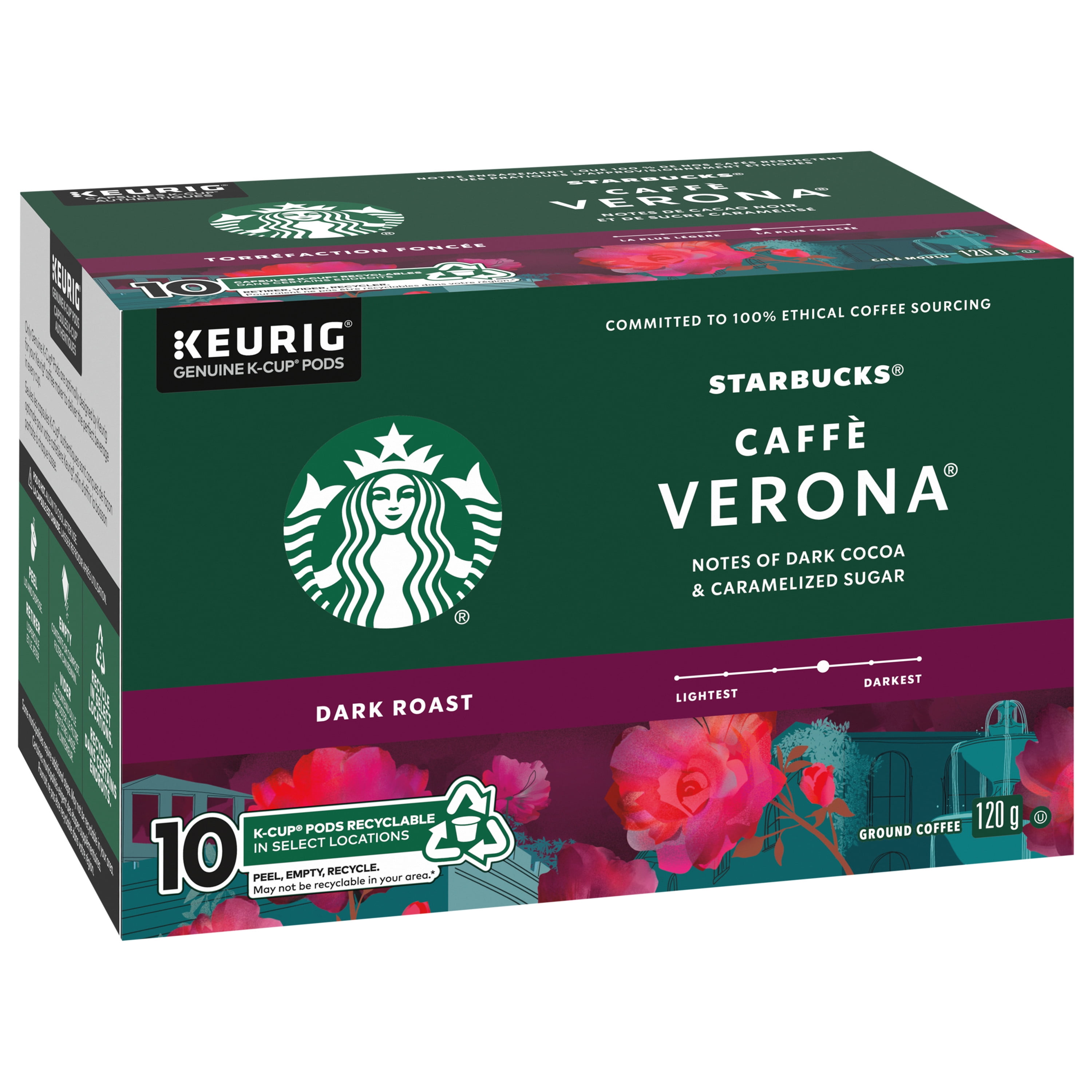 Caffé Verona Dark Roast Ground Coffee K-Cup Pods Box 10 pc