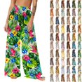 thumbnail image 1 of Pincandy Women Mesh Boho Beach Pants See Through Sheer Swimsuit Bikini Bottom Cover up Party Elastic High Waist Wide Leg Pants, 1 of 7