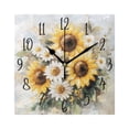 thumbnail image 6 of WOBOGO Sunflowers and Daisies Wall Clock 7.78 Inch Battery Operated Silent Unit Square Rustic Vintage Style for Home Bedroom Office Gold Pointer, 6 of 8