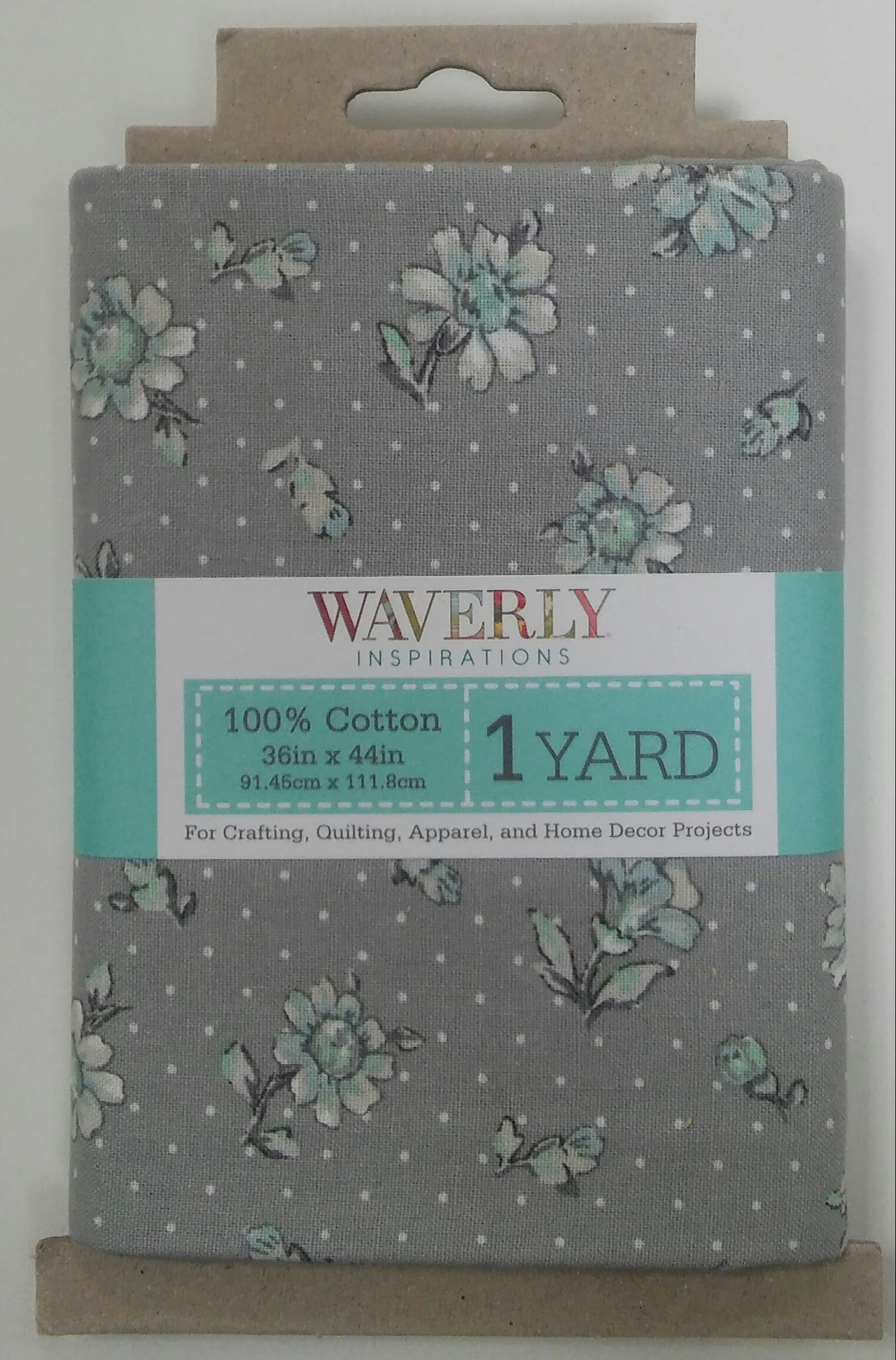 (2 pack) Waverly Inspirations 1 Yard Cut 100% Cotton Prints Fabric Floral and Green and Gray 44" Wide for Quilting & Sewing