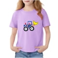 thumbnail image 2 of Kids Short Sleeve Crewneck Tee - Cotton Soft Breathable T-Shirt for Toddlers Boys Girls Purple 12-13 Years, 2 of 6