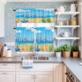 thumbnail image 6 of Kitchen Window Curtains Valance and Tier Set, Summer Beach Ocean Waves Slippers Sea Star Rod Pocket Tier Curtain Valance Set, Welcome Quote Light Filtering Cafe Curtains for Bedroom Living Room, 6 of 9