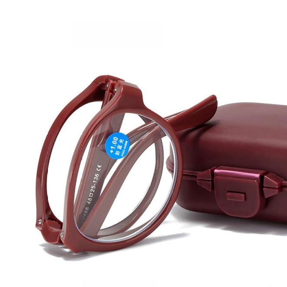 3 Pairs of Women Wine Red Spring Hinge Folding Reading Glasses HD Fashion Anti-Blue Light Presbyopia Glasses Square Plastic Foldable Readers with Case +3.00