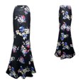 thumbnail image 4 of Midi Skirts for Women Retro Floral Pattern Fashion Skirt Mermaid Split Skirt Ruffle Elastic High Waist Stretch Skirt（Black,2XL）, 4 of 8