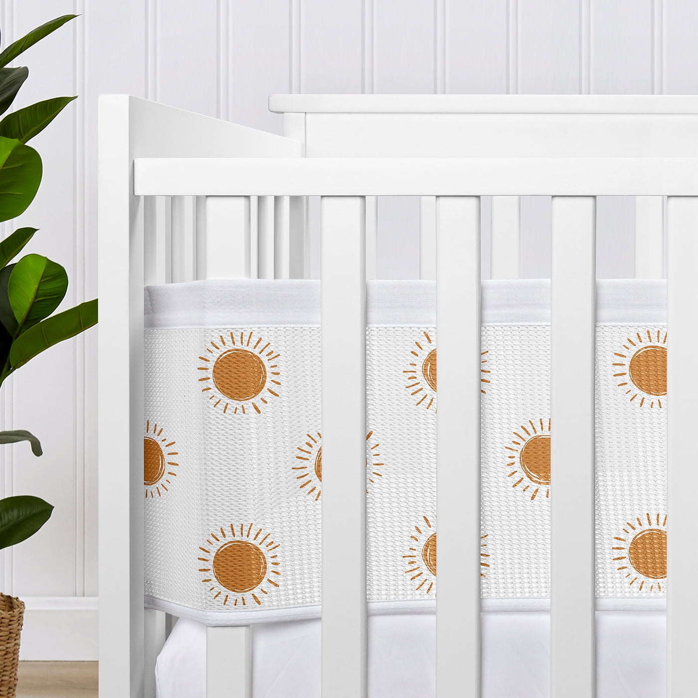 Sweet Jojo Designs + BreathableBaby Boho Sun Orange White Breathable Mesh Crib Liner Pad