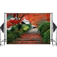 thumbnail image 2 of BSDHOME Polyester 7x5ft Beautiful Maple Leaves Ladder Nature Backdrop Lush Green Plants Wedding Photo Studio Photography Background, 2 of 5