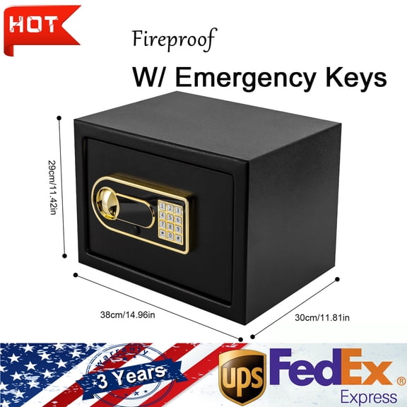 Safe Box for Money Jewelry Storage, Fireproof, Digital Keypad Lock Security Box for Home, Office, Business