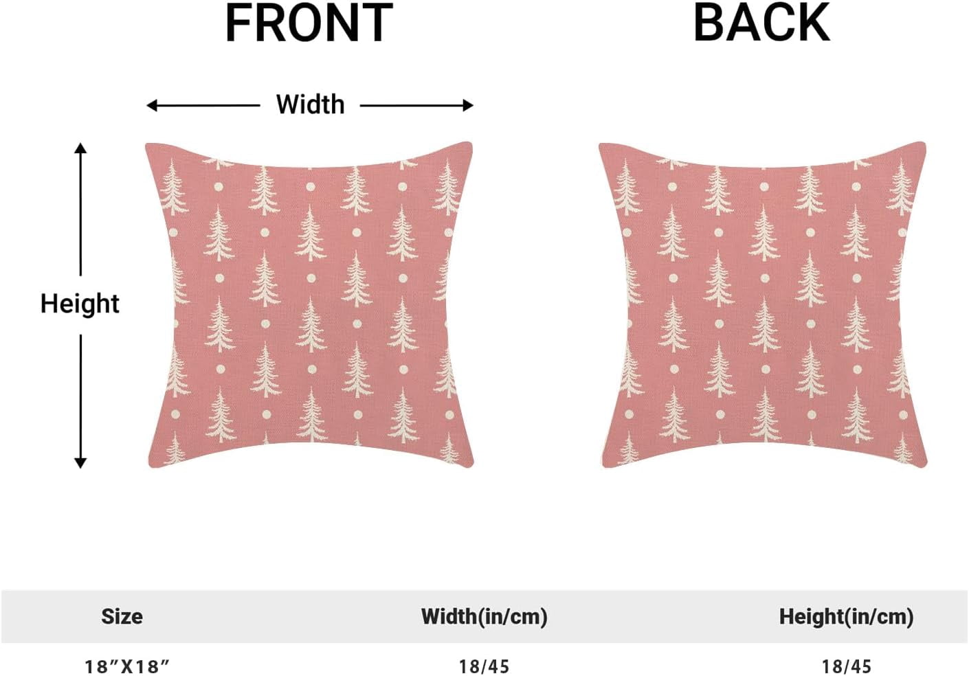 Christmas Pillow Covers 18x18 Set of 2, Christmas Tree Pink Throw Pillow Covers Linen Farmhouse Vintage Winter Christmas Decor Cushion Case Christmas Home Decor for Couch Sofa Indoor Outdoor