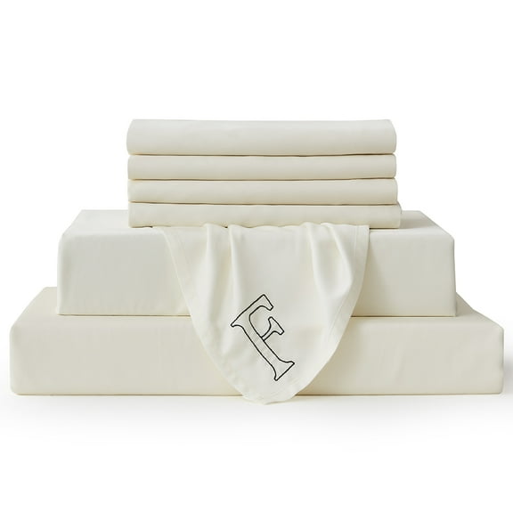 Bambusa Sheets| 7-Pcs Ultra Soft & Cooling | 100% Bamboo Viscose|Easy Bedmaking | Labeled for Convenience|Perfect For All Ages (F=Full-Ivory)