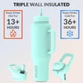 thumbnail image 6 of Coldest Tumbler with Handle and Straw Lid, 3 Lids Insulated Reusable Stainless Steel Water Bottle Travel Mug Gifts for Women Him Her, Limitless Collection (46 oz, Mint Green), 6 of 8