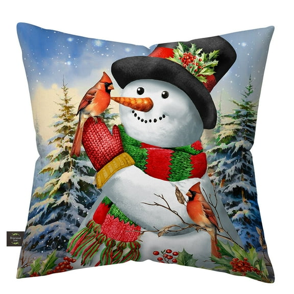 Briarwood Lane Winter Friends Snowman Burlap Pillow