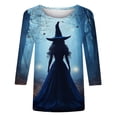 thumbnail image 5 of Cloaraye Halloween T Shirts for Women Crew Neck 3/4 Sleeve Tops Fashion Print Loose Halloween Shirts, 5 of 5