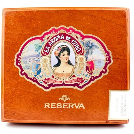 La Aroma De Cuba Reserva Pomposo Empty Wood Cigar Box 8.25" x 7.25" x 3.25"