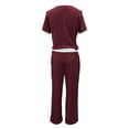 thumbnail image 5 of Track Suits for Women Set Womens Loungewear Ribbed Set, Cropped T-Shirt Drawstring Wide Leg Pants, Daily Streetwear Sports Outfits Wine L, 5 of 5