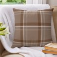thumbnail image 3 of Pillow Covers 24x24 Set of 2, Brown Checkered Throw Pillow Covers Decorative Couch Cushion Cover, Stripes Brown Buffalo Plaid Microfiber Soft Square Pillowcases for Bedroom Living Room Sofa, 3 of 9