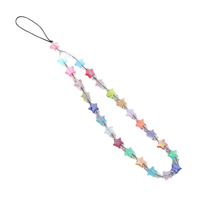 1x Correa para teléfono móvil, cadena de cuentas con dijes, joyería, piedra de cristal, cordón antipérdida Multicolor