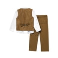 thumbnail image 4 of inhzoy Toddler Baby Boys 1st Birthday Party Suit Long Sleeve Shirt Vest Pants Brown 90, 4 of 7