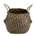 thumbnail image 2 of cesta plegable tejida de algas marinas naturales para guardar ropa, organizar plantas y flores (negra), 2 of 9