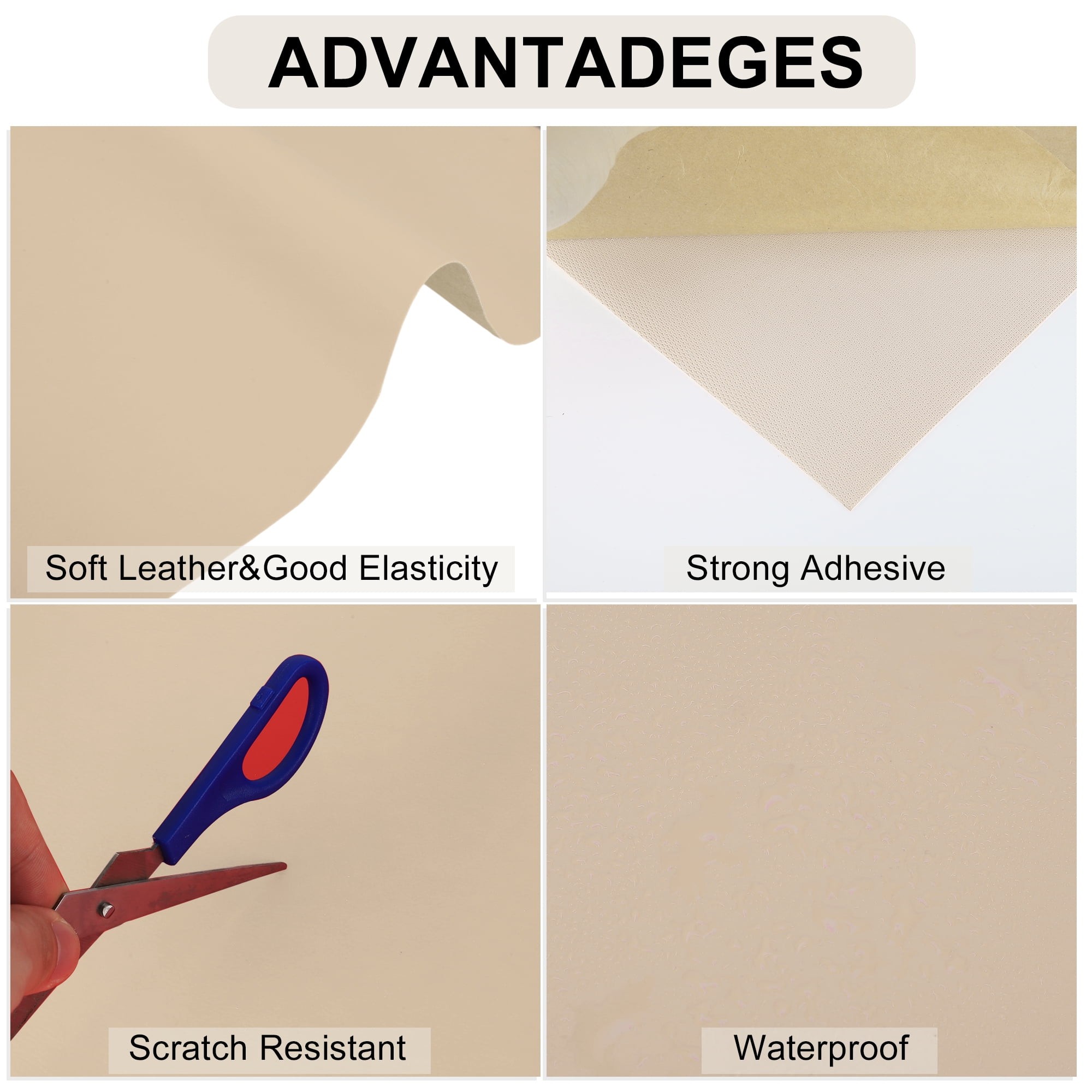 Unique Bargains Leather Repair Patch Tape, Self Adhesive Leather Repair for Furniture Couch Sofa Car Seats Office Chair Milky-white 118.11"x15.75"