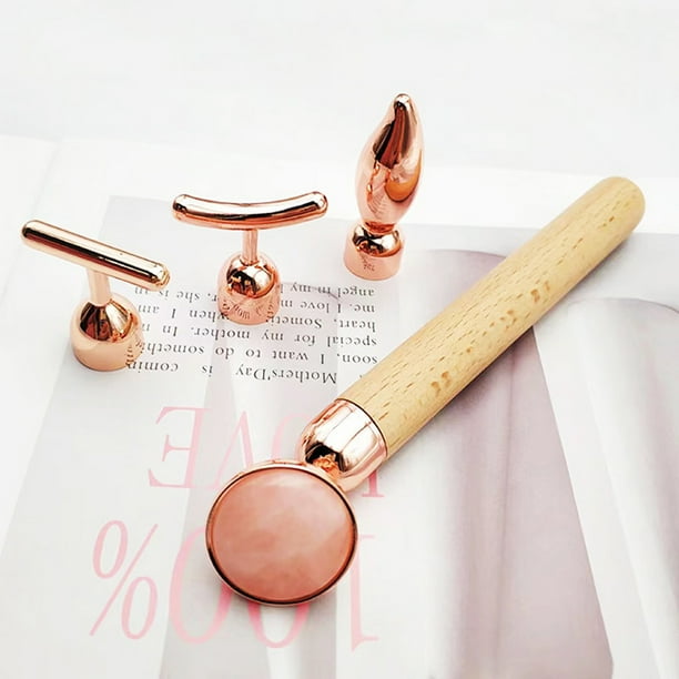 4-In-1 Electric Jade Roller & Under Eye Press, Rose Quartz