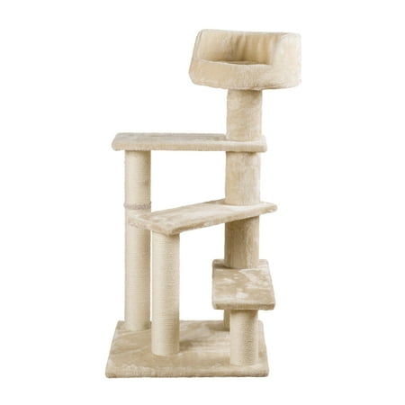 UPC: 4011905449739 | TRIXIE Tulia Senior Plush & Sisal 4-Level 40.2 Cat Tree Scratching Posts & Bed Beige