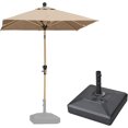 thumbnail image 1 of PURPLE LEAF 6' x 9' Patio Umbrella with Base Market Umbrella Rectangular Outdoor Umbrella with Push Button Tilt & Crank and 8 Ribs Aluminum Table Umbrella for Pool Backyard Beach, Taupe, 1 of 7