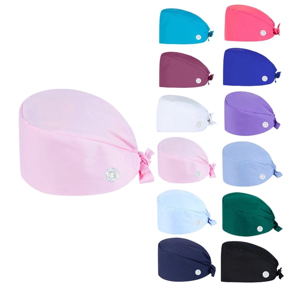 Scrub Caps Women Adjustable Surgical Caps for Women & Men Tie Back Hats Unisex Nursing Hats Pink One Size