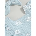 thumbnail image 6 of Bagilaanoe Newborn Baby Girl Rompers Rainbow Print Fly Sleeve Ruffles Bodysuit + Headband 6M 12M 18M 24M Infant Summer One Piece Jumpsuit, 6 of 9