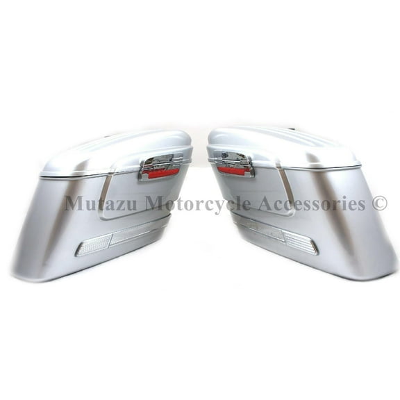 Mutazu Silver HL Universal Hard Saddlebags Fits Most Cruisers