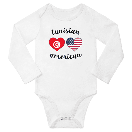 

Tunisian and American Love Heart Baby Long Slevve Bodysuit (White 12-18 Months)