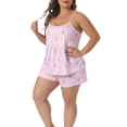 thumbnail image 4 of Agnes Orinda Women's Plus Size 2 Piece Pajama Set Floral Camisole Top and Shorts Lingerie Nightwear Lounge Home Sleepwear Set 1X Pink, 4 of 6