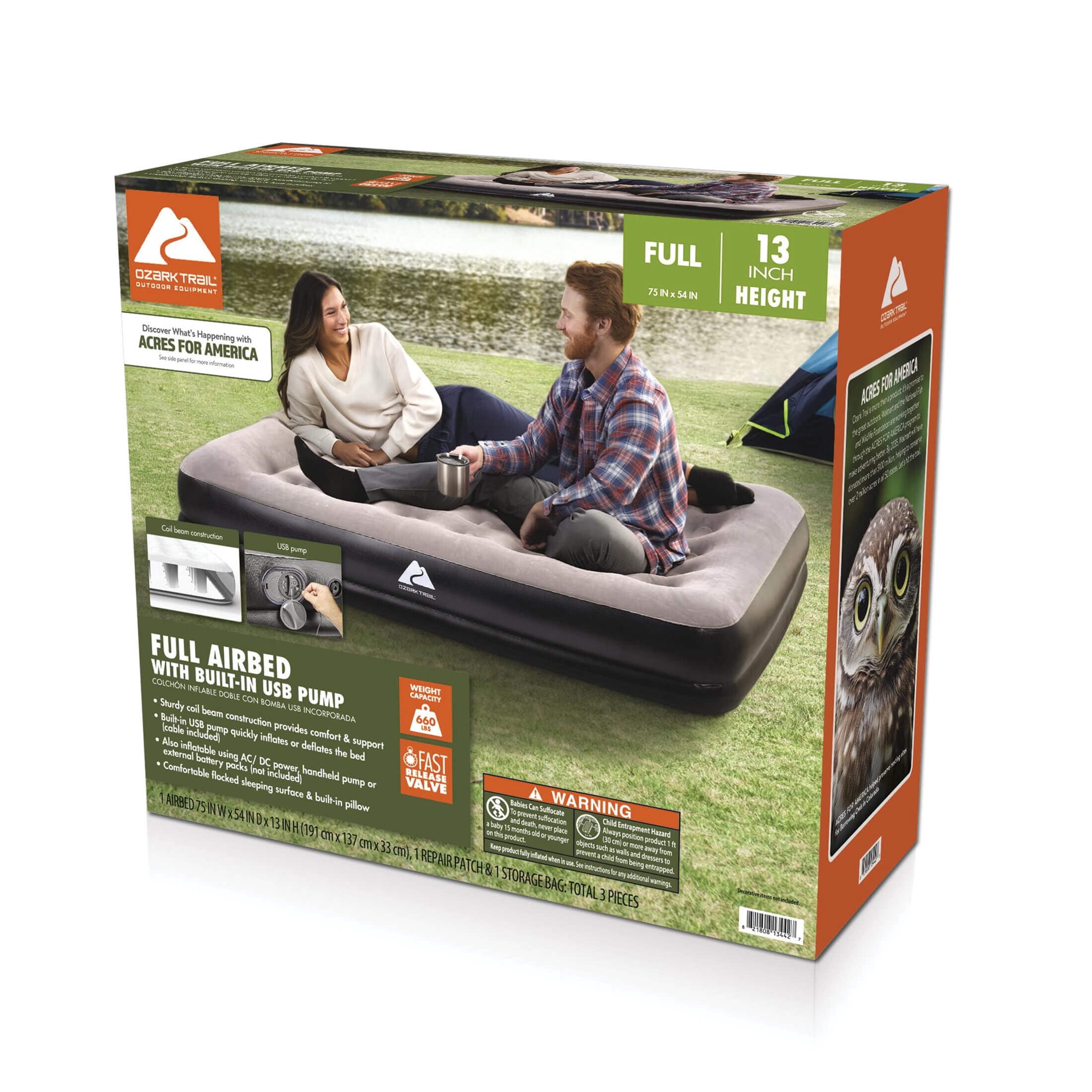 Ozark Trail 13" Full Air Mattress with Built-In USB Pump
