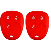 2x New Key Fob Remote Silicone Cover Fit - For Select GM Vehicles. (2 Red).