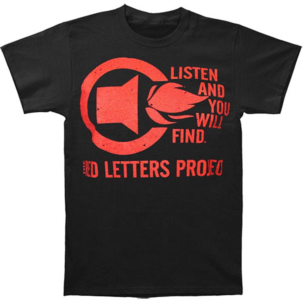 red shirt with gold letters