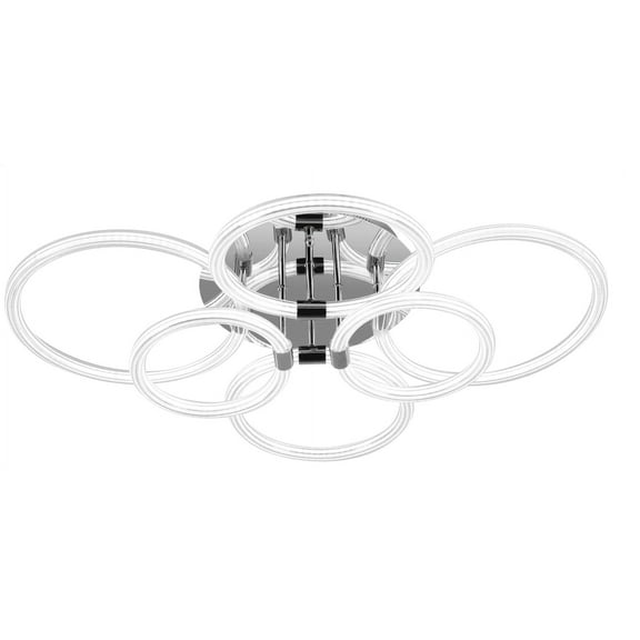 Modern LED Ceiling Light, Flush Mount Ceiling Light with Dimmable Remote Control, 6Rings Acrylic Ceiling Light Fixture for Bedroom, Living Room, Kitchen, Office Lamps (6 Heads)