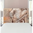 thumbnail image 1 of Music Headboard, Jazz Musician Playing the Saxophone Solo in the Street on Grunge Background Art Print, Upholstered Decorative Metal Bed Headboard with Memory Foam, Twin Size, Brown Ecru, by Ambesonne, 1 of 4