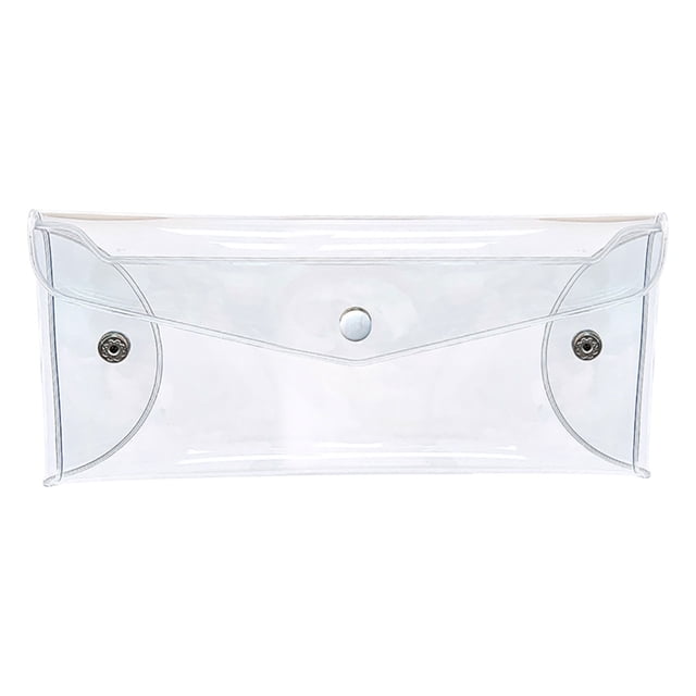 Estuche transparente brillante para lápices y bolígrafos de colores. Portátil, moderno y elegante. Almacenamiento y organización.