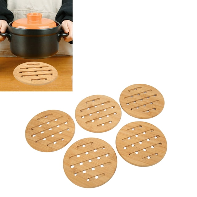 Bambú 5 Uds. Tapete De Bambú Para Mesa, Salvamanteles De Bambú, Tapete Para Olla, Resistente Al Calor Para Platos Calientes, Olla, Tazón, Tetera