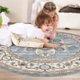 thumbnail image 5 of Toyoso 5x5 Round Area Rug, Traditional Circle Silicone Carpet, 0.25 inch Slim Machine Washable Non Slip Floor Covering for Reading Corners and Entryways, Circular Decorative Rug, Light Blue, 5 of 9